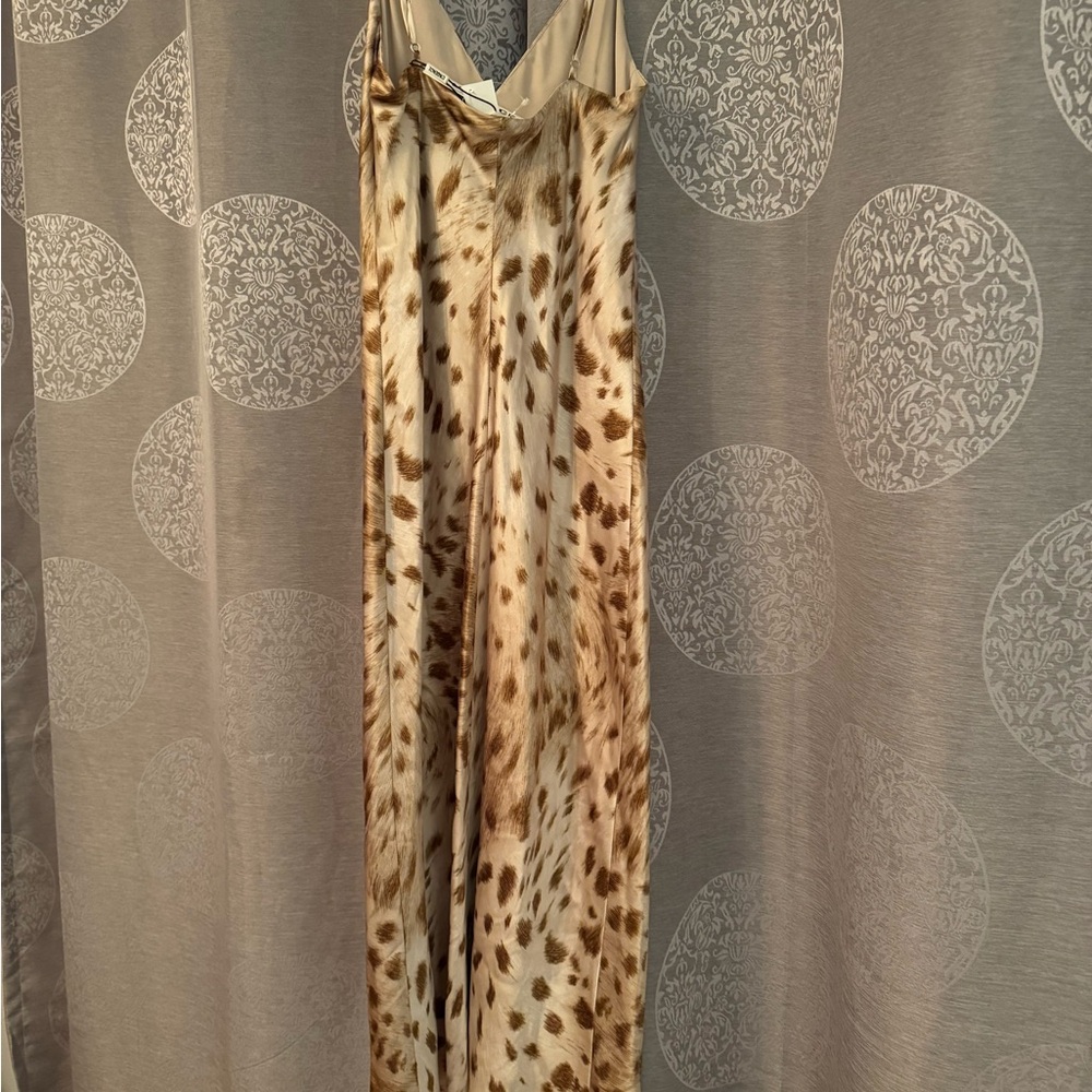 L'AGENCE Cream and Brown Spotted Dress